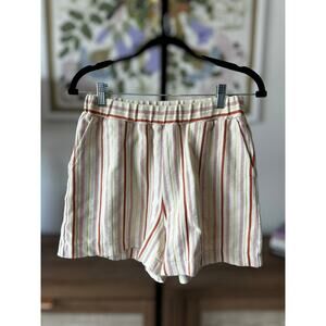 Madewell Textural Knit High-Rise Pleated Shorts Afterglow Red Stripe Size Small